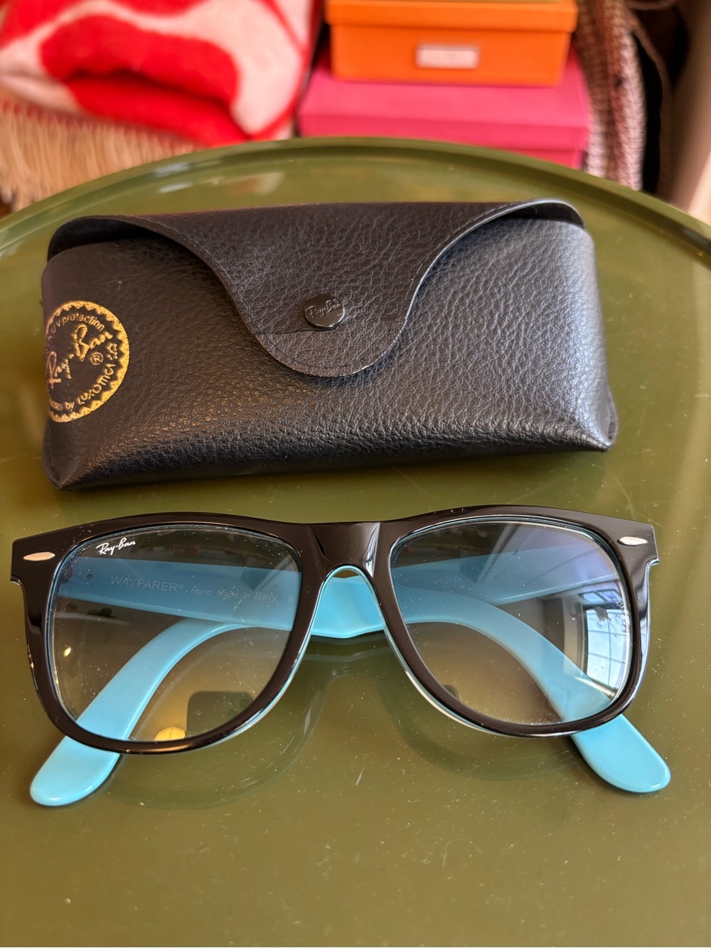 Ray-Ban Wayfarer Sunglasses (Black and Blue) (RB2140|1001/3F54)